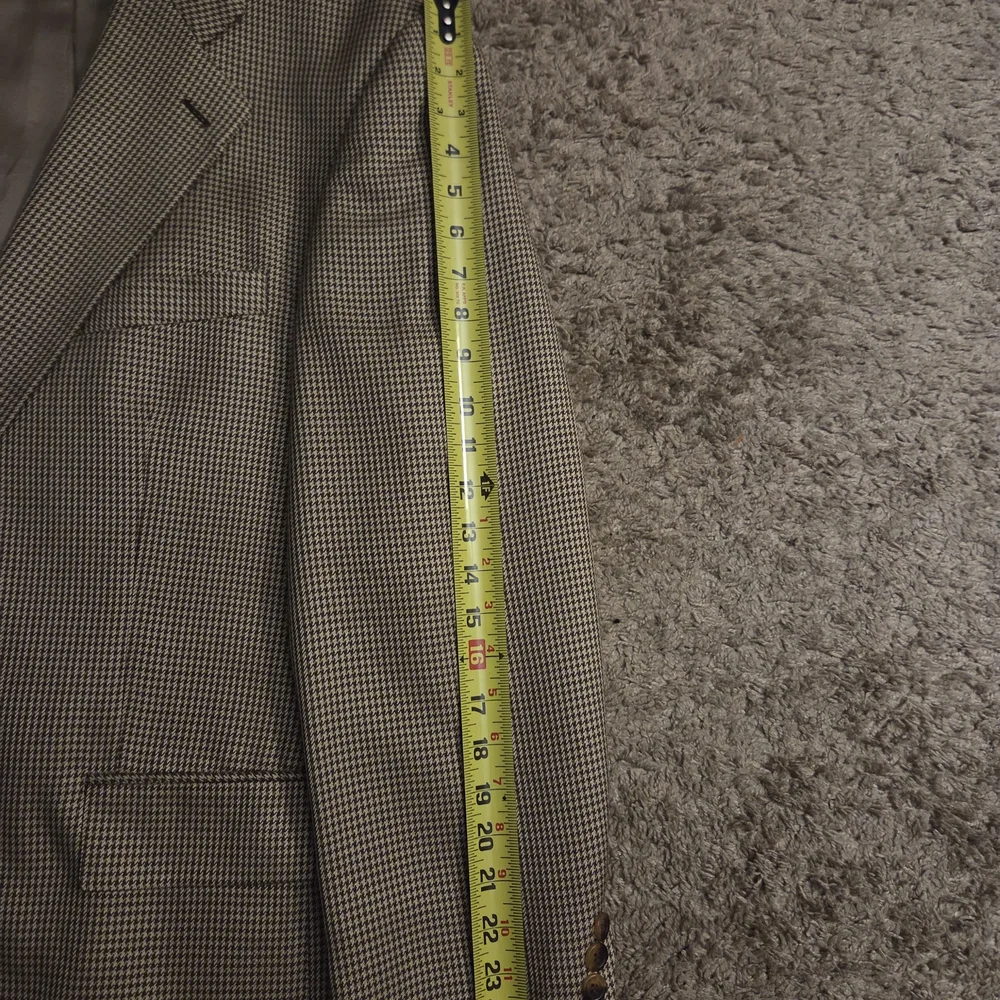 Chaps‎ Ralph Lauren Men's Tan Houndstooth Blazer Size 44 TALL